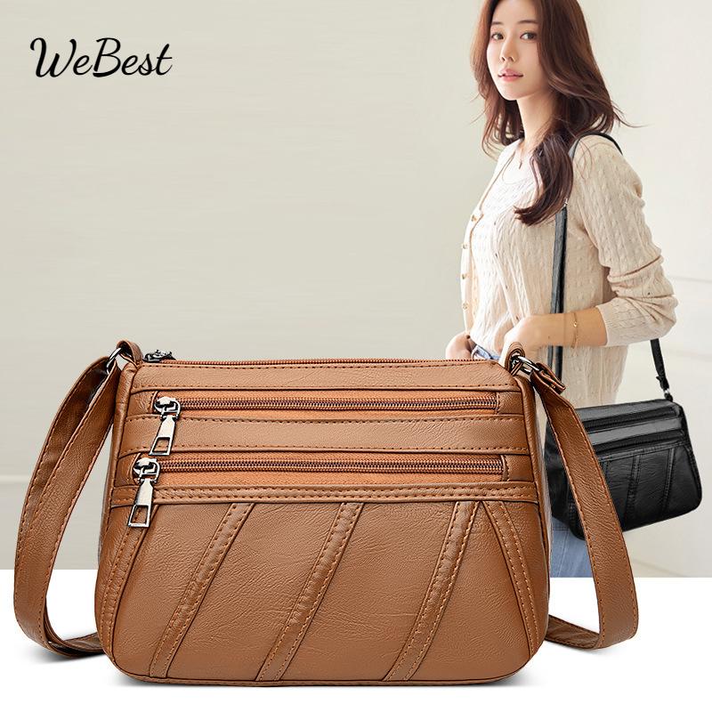 

The New Fashionable and Simple Handbag Is Casual, Versatile, Made of Soft Leather and Has A Large Capacity коричневий