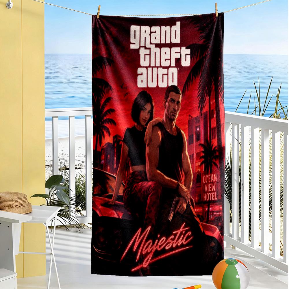 Grand Theft Auto Beach Towel Soft Durable Quick-Dry Comfortable Lightweight Suitable for Swimming Gym Camping Yoga Vacation