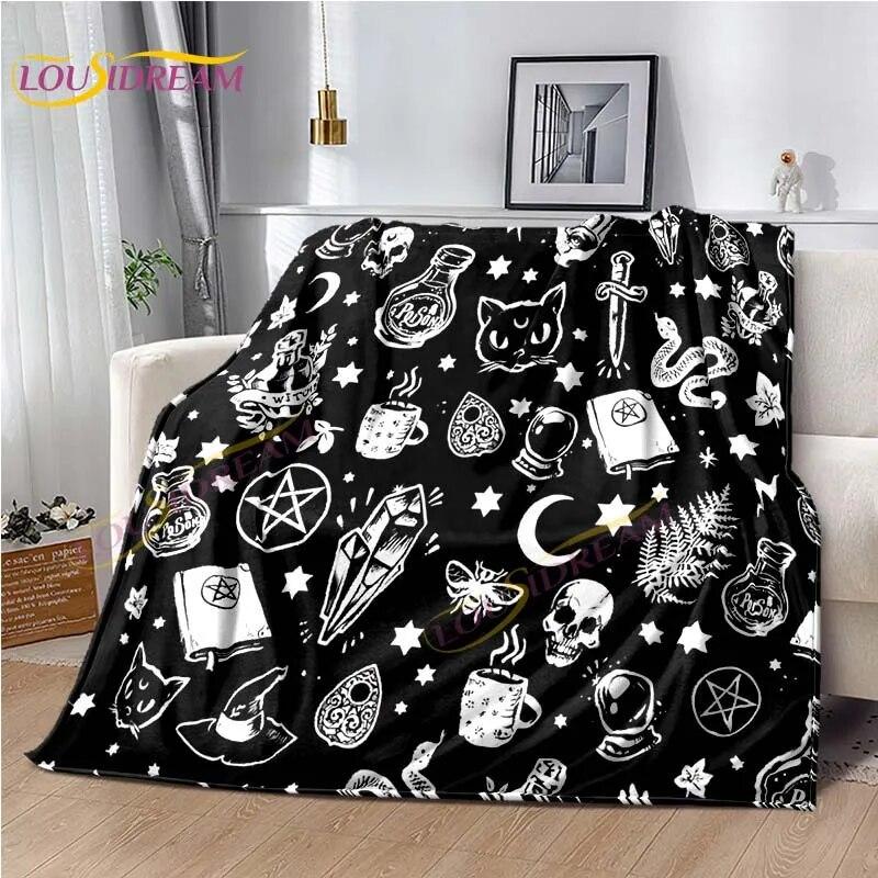 Tarot Black Cat Flannel Throw Blanket Super Soft Cozy Lightweight Kids Adults Halloween Gift for Home Sofa Bed Decoration Gift