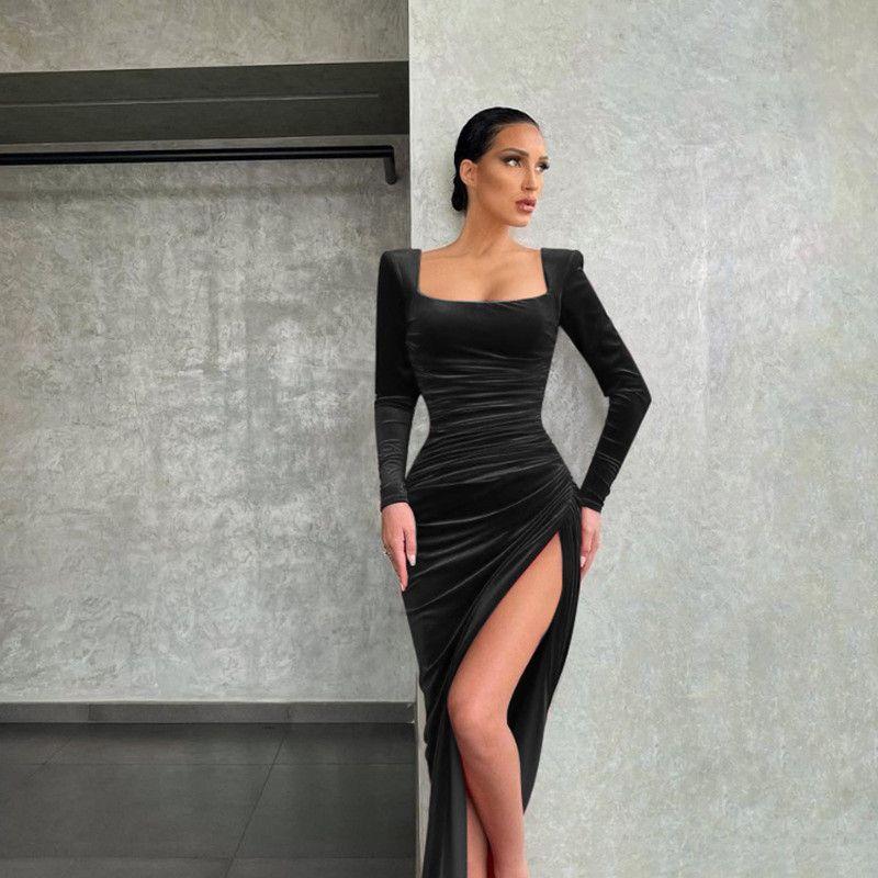 Women's Formal Dresses Sexy Dinner Party Ladies Split Skirt Female