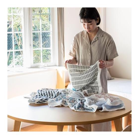 Transparan Japanese Gauze Towel Face Towel Set of 6 Assorted Magokoro Towel Senshu Towel Quick Dry Absorbent Thin 100% Cotton