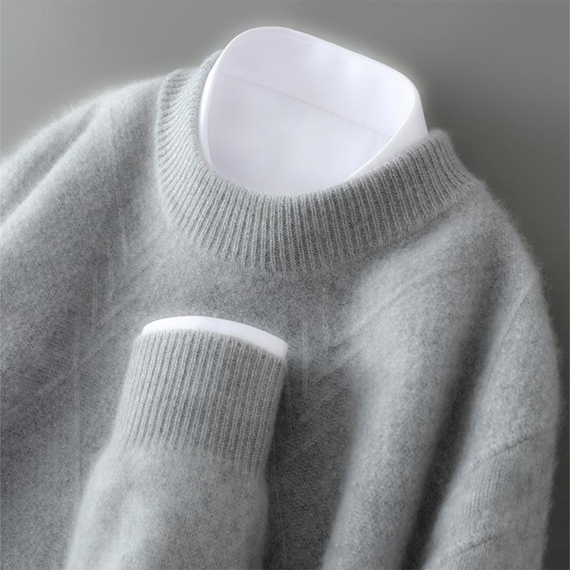 Men's 100% Pure Wool High Neck Seamless Knitwear Base Layer – Loose, Thickened, and Perfect for Autumn/Winter.