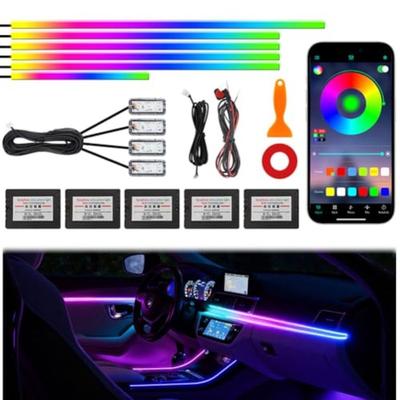 Acrylic Interior Car Ambient Lighting Kits LED Strip Lights with Wireless APP Neon Fiber Optic Lights Function LED Strip for Ca
