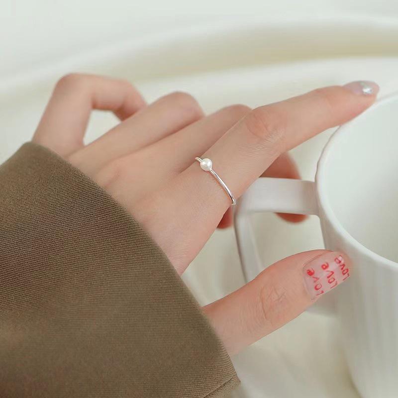 925 Sterling Silver Pearl Open Ring - Women's Luxury Index Finger Band