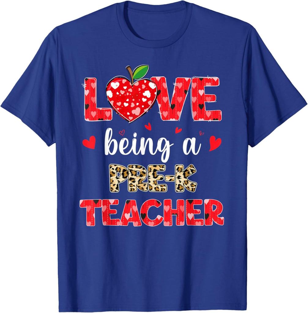 Love Being A Pre-K Teacher Valentines Day Leopard Unisex T-Shirt