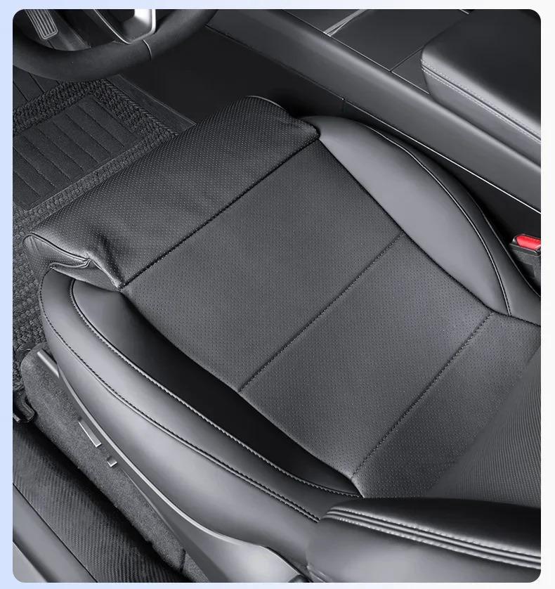 Full-Cover Car Seat Cushion for Tesla Model Y Juniper 2025 with Integrated Leg Rest Mat Nappa Leather Chair Pad Car Accessories
