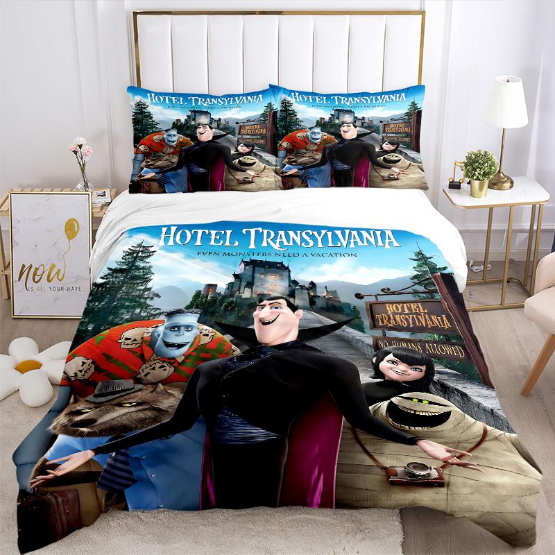 Hotel Transylvania Family Print 3Pcs Bedding Setduvet Cover With 2 Bedropillowcase Home Birthday Gift