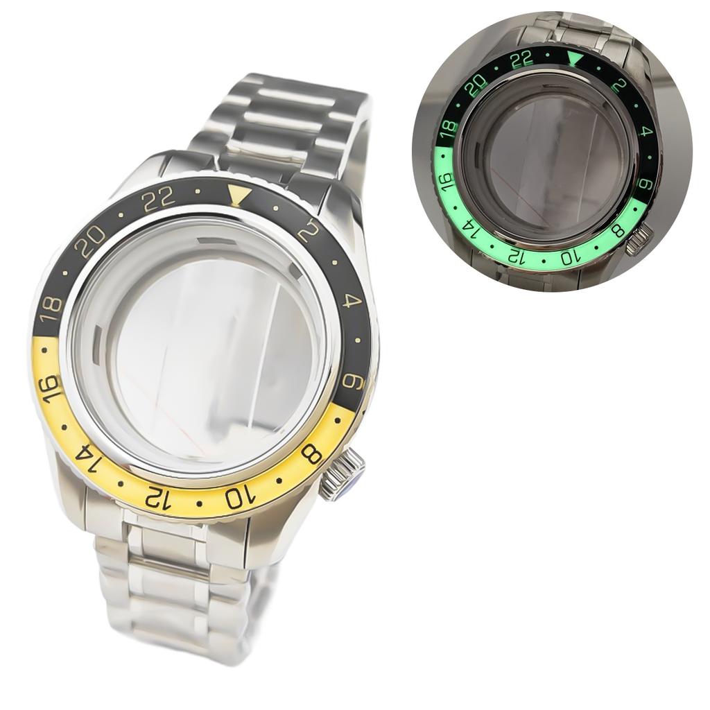 44mm Watch Bezel Case Strap Fit 32mm Dial For Seiko Grand GMT NH35/34/36/4R35A/4R36A Automatic Movement Sapphire Mod Parts