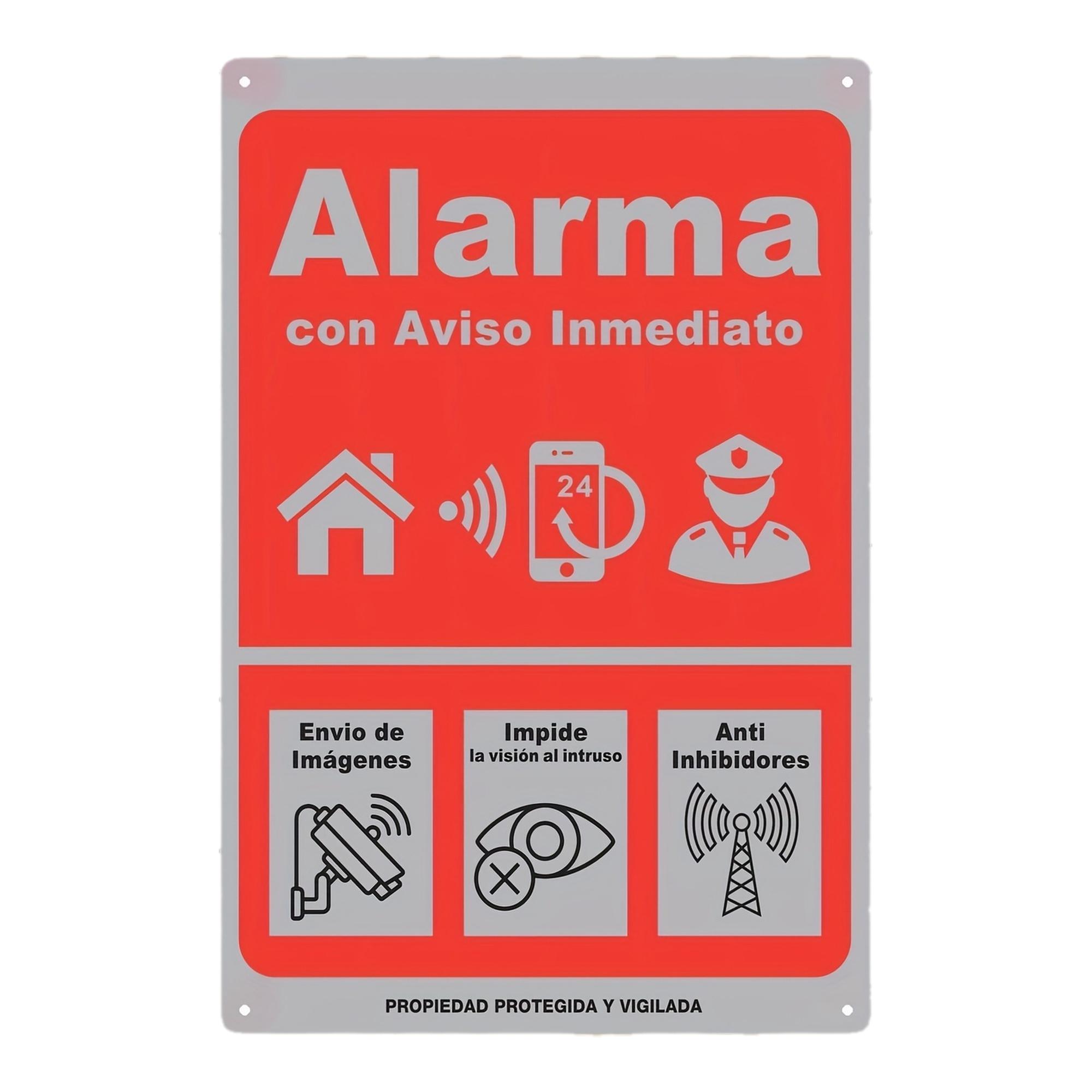 

Alarma con Aviso Inmediato Metal Tin Sign H Security Alarm System Iron Painting Wall Decor Anti Intruder Property Protection 20x30cm（7.8x11.8inch）