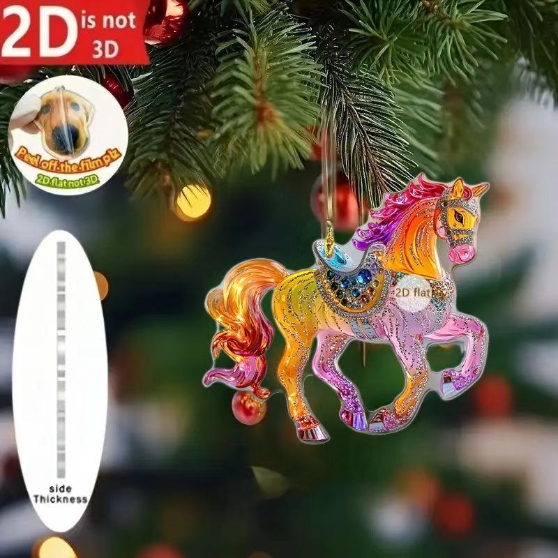 Christmas Tree Horse Ornaments Xmas Metallic Rhinestones Horse Christmas Hanging Horse Ornaments Gifts Home Decoration
