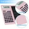 Portable Solar Calculator With Advanced Math Functions - Pink, Dual Power, Easy Erase - Ideal For Students & Professionals