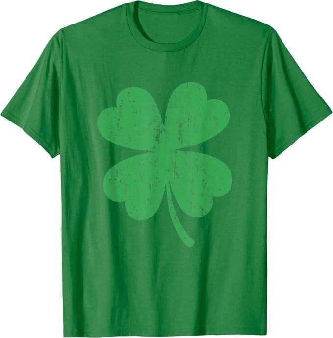 St Patricks Day Four Leaf Clover Retro Vintage Distressed Good Luck Gift Women M