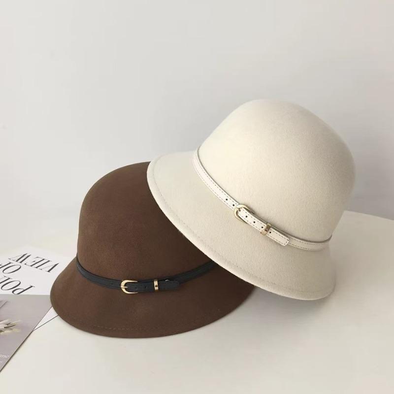 Mei 2025 New Hepburn Style Woolen Fisherman's Hat Children's Autumn and Winter French Retro Basin Hat, Temperament Top Hat