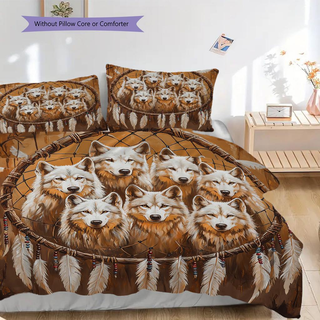 Wolf Pattern Bedding Quilt Set Quilt Cover Pillowcase Home Decoration Birthday Gift (1 * duvet cover + 2 * pillowcase, without core)