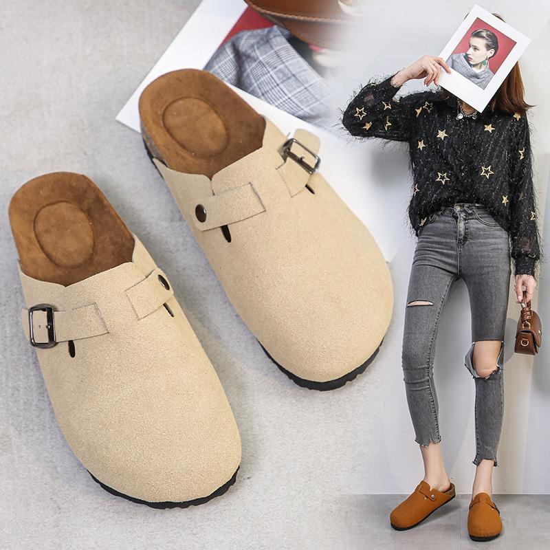 New Large-sized Pocket Shoes for Women, Casual Burken Shoes, Thick-soled Semi-slipper, Soft Soles for Lazy People