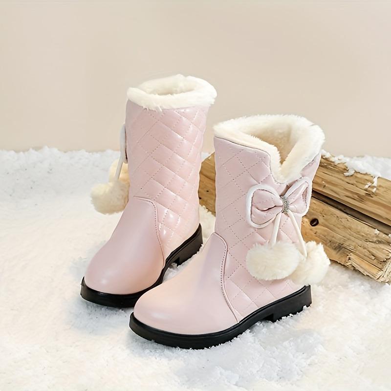 Snow Boots Girls Winter Thick Warm Princess Short Boots Older Girls Easy On Thick Warm Snow Boots Little Girls
