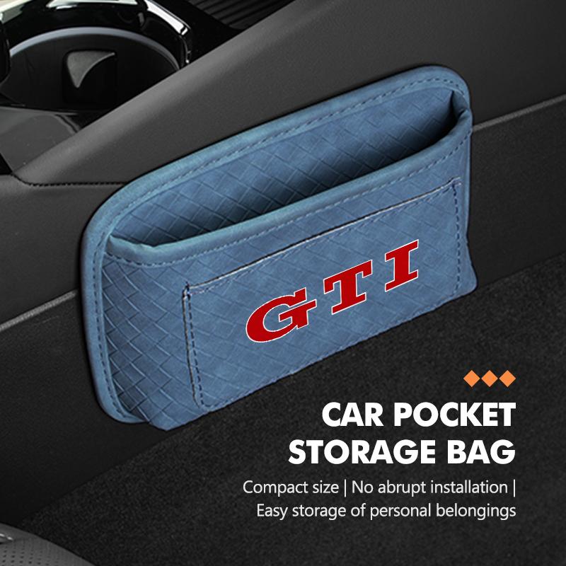 Car Plaid Adhesive Hanging Bag Pocket Phone Glasses Storage Case For Volkswagen VW Jetta Golf4 5 6 Beetle CC B5 B6 B7 EOS GTI zw6