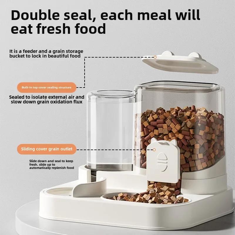AA1 Cat Feeder, Dog and Cat Basin, Equipped with Water Dispenser Bowl, Automatic Recycling Utensil, Universal Pet Products