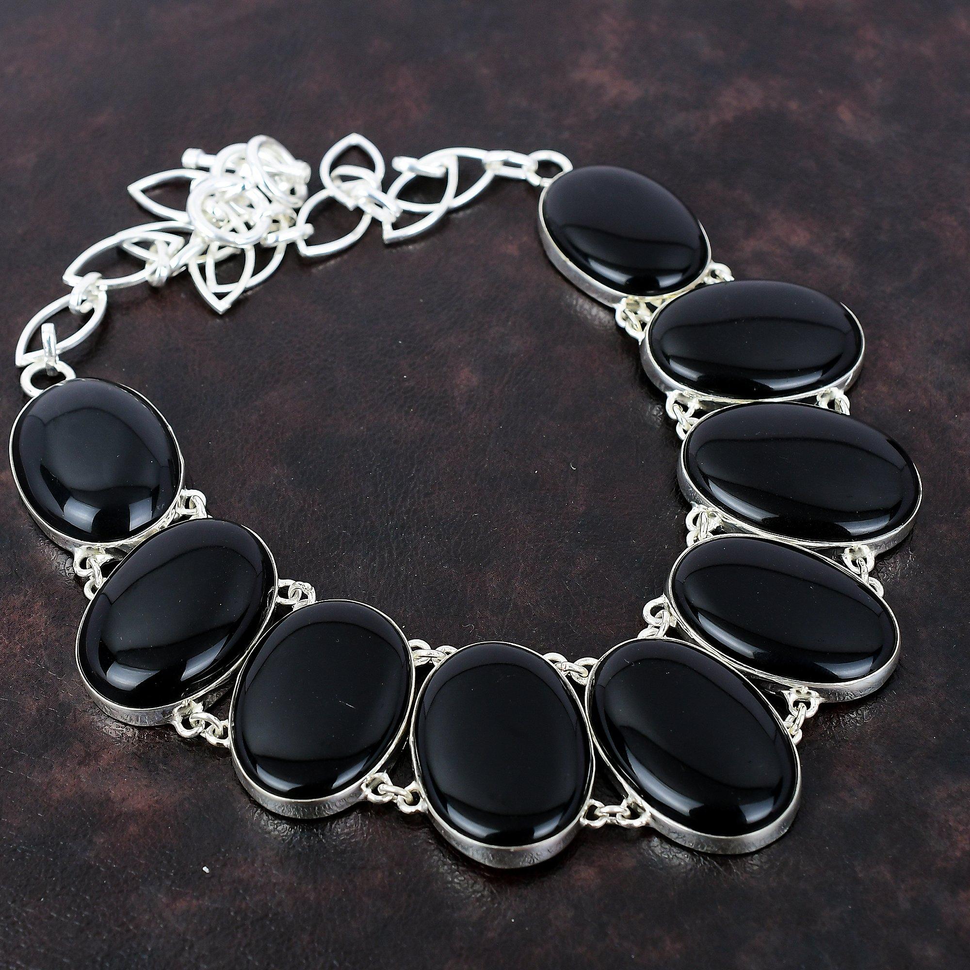 

Ожерелье из черного оникса ручной работы, новейший дизайн, ювелирные изделия, ожерелье из стерлингового серебра 925 пробы, ожерелье из драгоценных камней, регулируемая цепочка, ожерелье, подарок для матери Adjustable