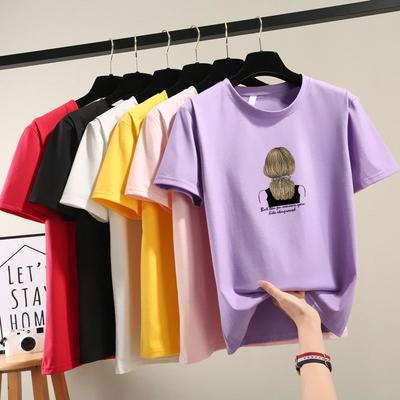 Lato 2025 Nowy T-shirt z krótkim rękawem damski z okrągłym dekoltem i nadrukiem
