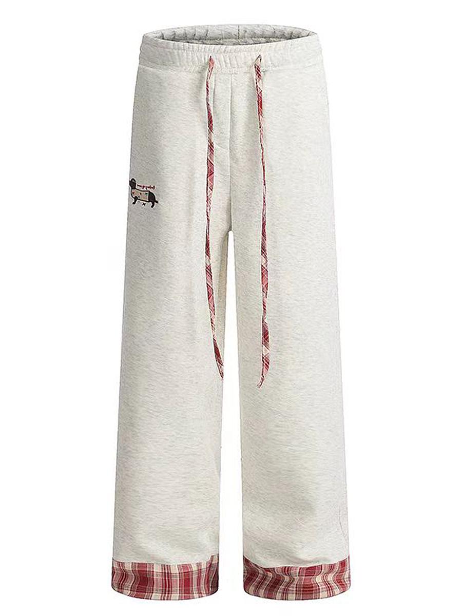 

Женские брюки карго с вышивкой щенка в американском ретро-стиле - Свободные, широкие, спортивные, повседневные брюки M светло-серый