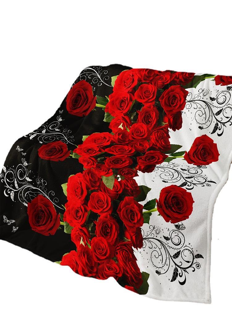Flannel Blanket Rose Love Valentine'S Day Wedding Blanket Crystal Fleece Blanket Spring And Autumn