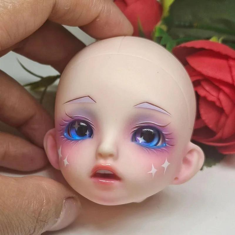 1/6 Bjd Fairy Mermaid Head with Makeup Head 28cm Baby Doll Acssories Elf Doll Head Girls Dress Up Toys