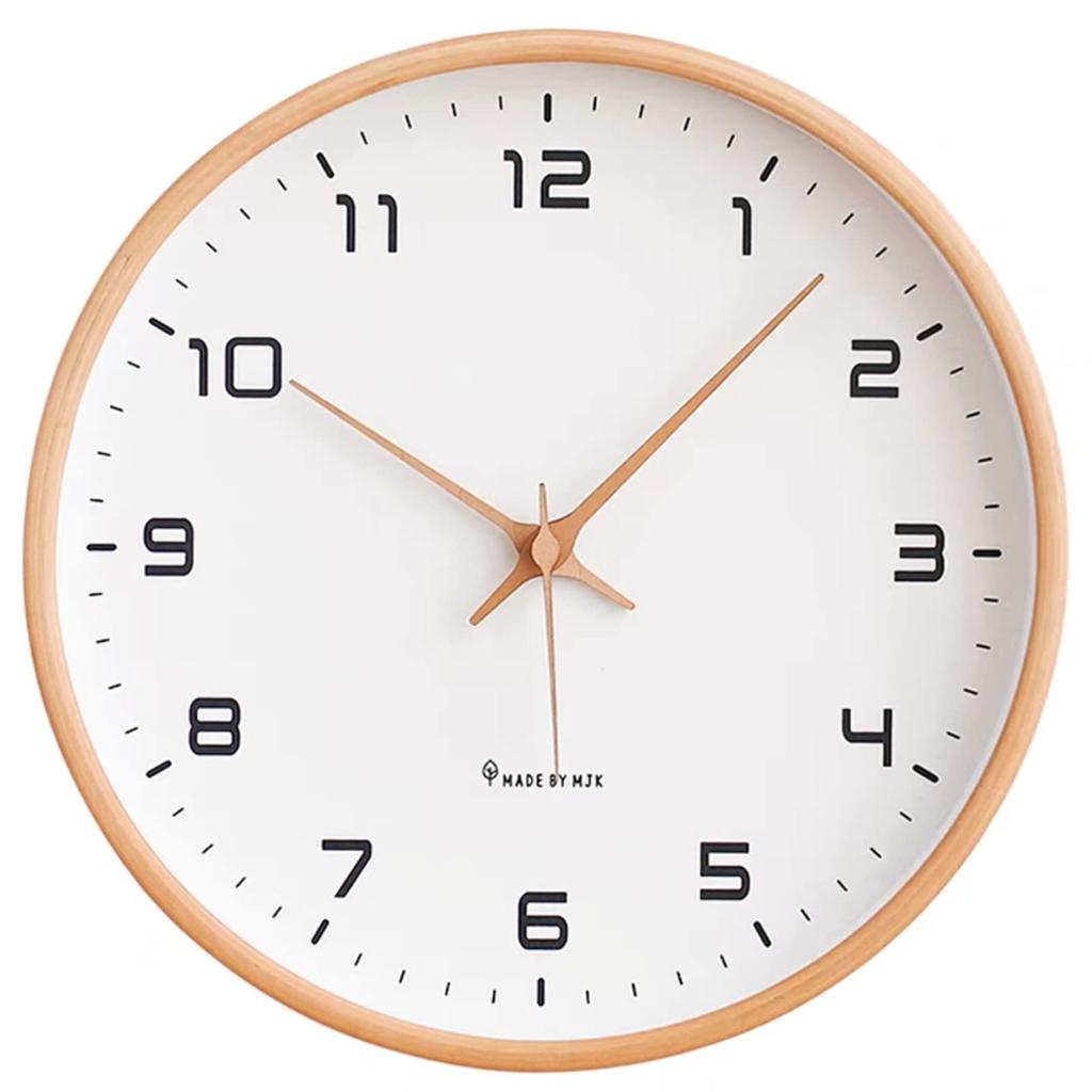 Stylish and cute wooden frame wall Nordic large continuous second modern and simple popular analog clock for living modern home holiday gift thin