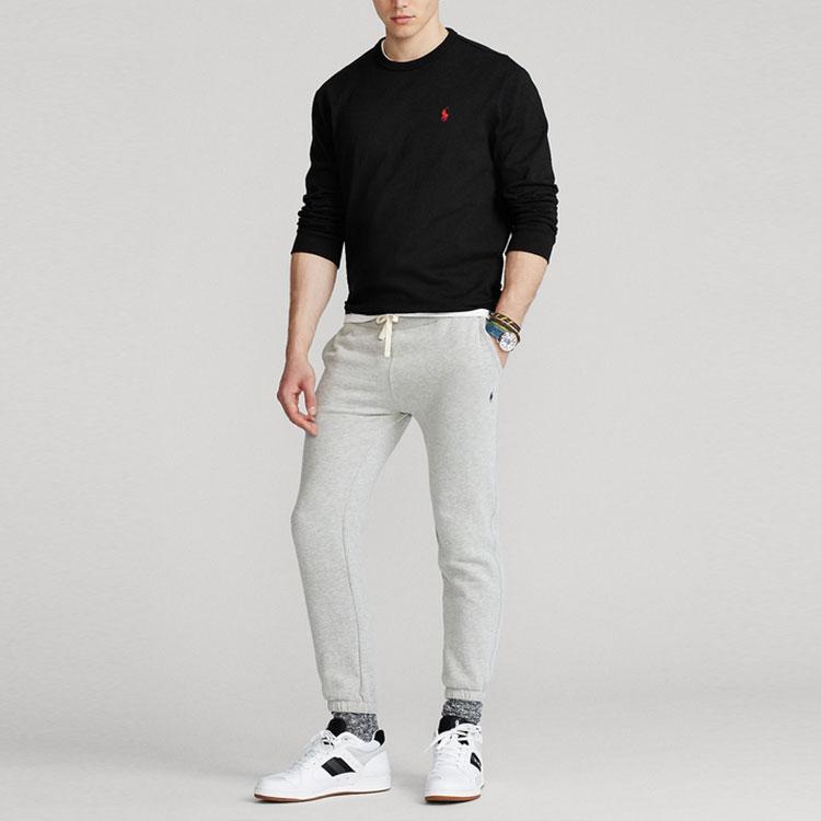 Polo Ralph Lauren Solid Plain Knit Crew Neck Long Sleeve T-Shirt Men Tops Black MNPOTSH16820171-001