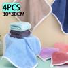 4PCS 30×30CM Hanging Hand Towels - Soft Absorbent Coral Fleece Washcloths with Hanging Loop for Bathroom, Kitchen & Face Cleaning