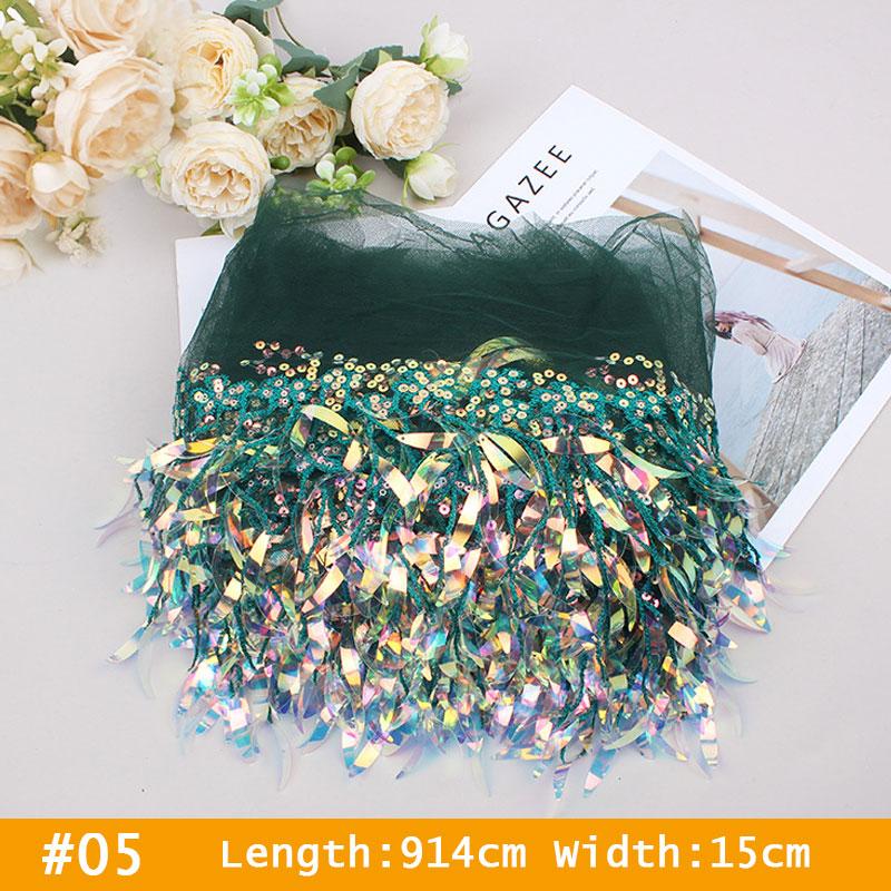 10 Yards Mesh Tassel Fringe Sequins Lace Trim Tassels Fabric DIY Sewing Stage Perform Latin Dress Wedding Clothes Accessories