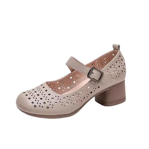 Pantofi unici Doudou retro de vară, pantofi noi de primăvară și vară pentru femei, cu vârf rotund și talpă plată, sandale cu gură joasă, pantofi unici cu talpă moale