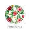 Hawaiian Leaf Summer Party Paper Plates, Napkins, Flags & Hanging Swirls Tableware Set