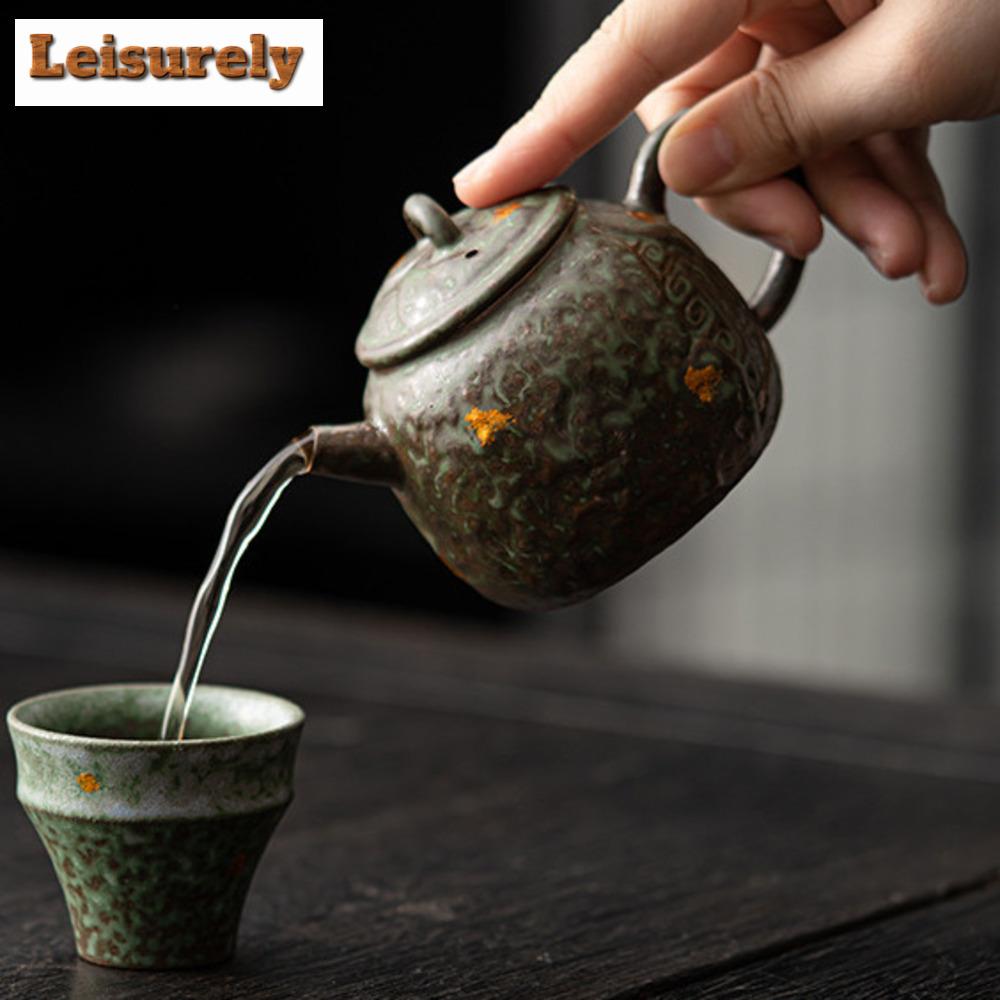 180ml Ručně vyráběná čajová konvice Old Rock Mud Japonská hrubá hrnčířská keramika Starobylý čajník Rychlovarná konvice Kung Fu Tea Čínská čajová sada Dekorace