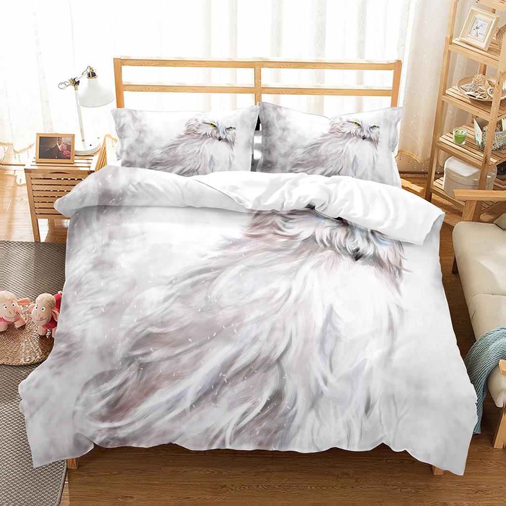 Owl Duvet Cover Set Cute Bird Polyester Comforter Cover for Boys Girls Kids Bedding Set King Size Quilt Cover with Pillowcase