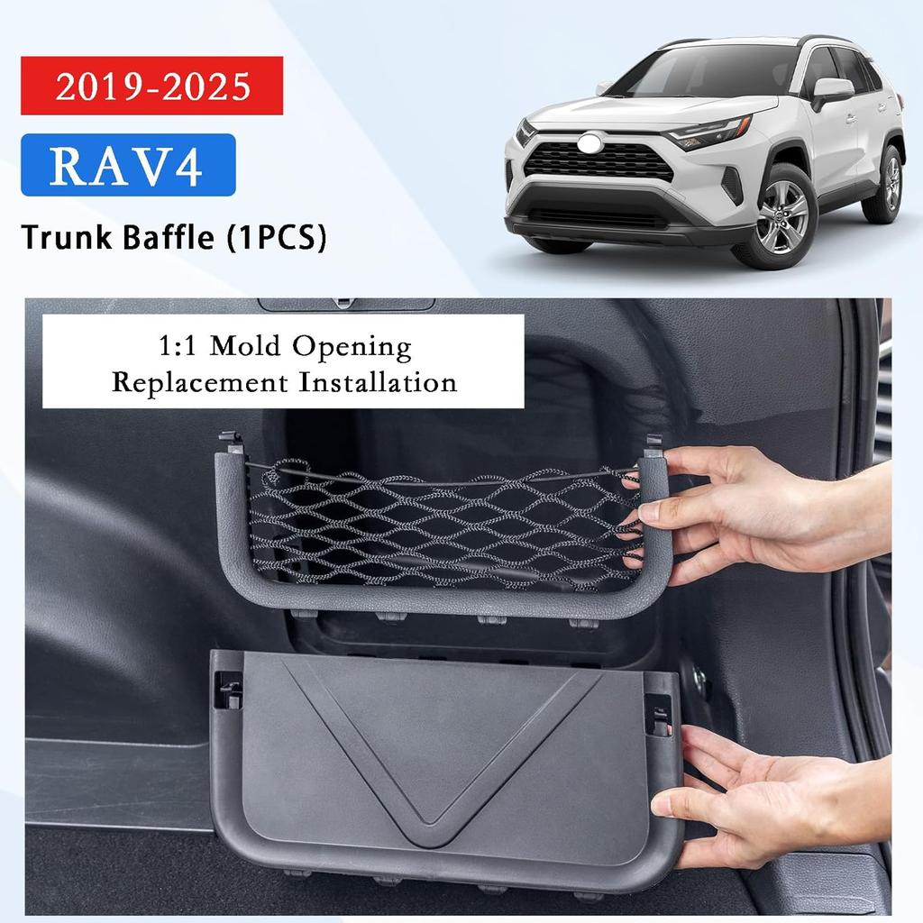 JDMCAR Rear Cargo Storage Baffle For Toyota RAV4 Accessories -2025, Trunk Side Divider Panel, OEM Fit, No Tools Required, Durable ABS