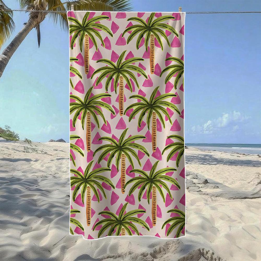 

Geometric Leaf & Palm Tree & Jungle Animal Beach Towel, Soft Durable Quick-Drying, Ideal For Summer Beach, Swimming & Camping W30*H60(CM)