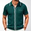 Lässige Kurzarmhemden für Herren Atmungsaktive Button-Down-Poloshirts Tops Strandurlaub Leichte Golfhemden mit Kragen Herren Sommer Strickhemden