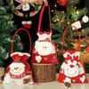 Christmas Candy Bags with Santa Claus Design, Imitation Linen Gift Bags for Holiday Decor