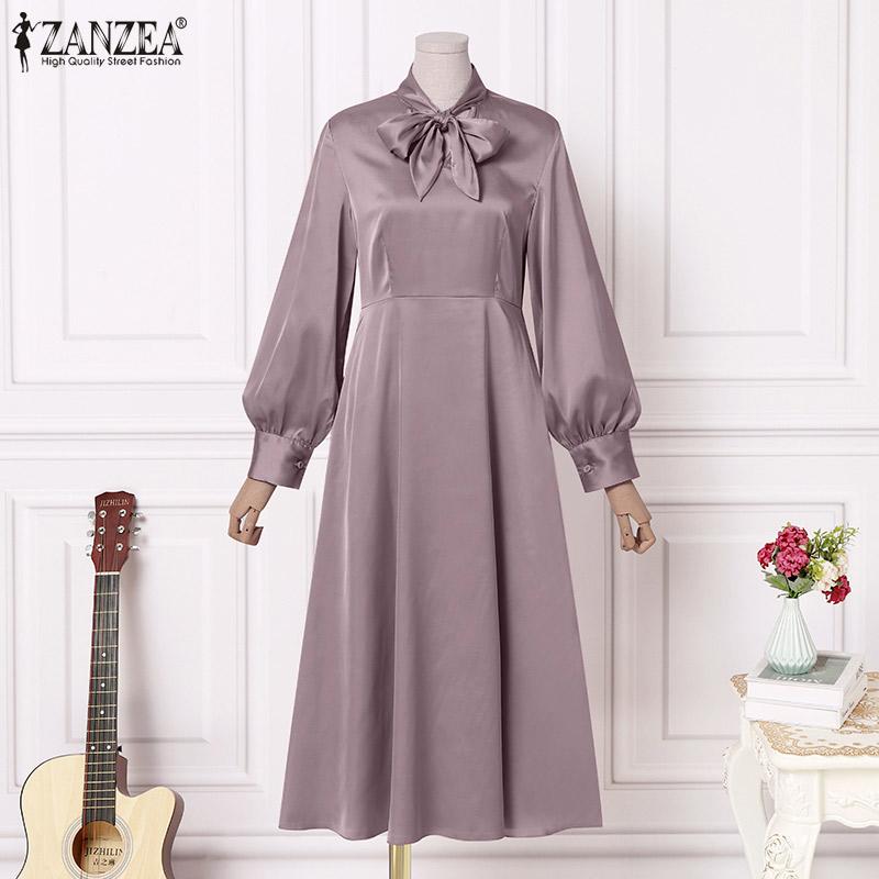 

ZANZEA Plus Size Повседневное Женское Длинное Платье с О-образным Вырезом