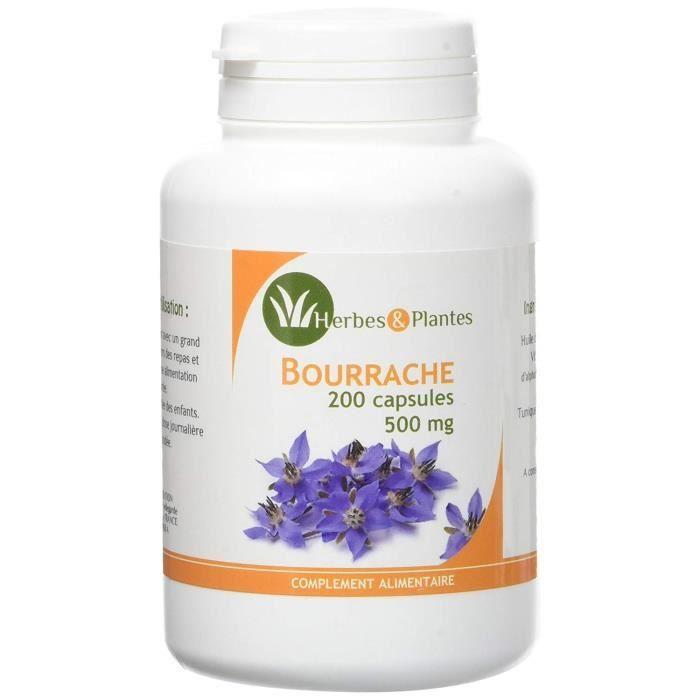 Herbes et plantes bourrache 200 capsules 500 mg - hbbourrachecaps200