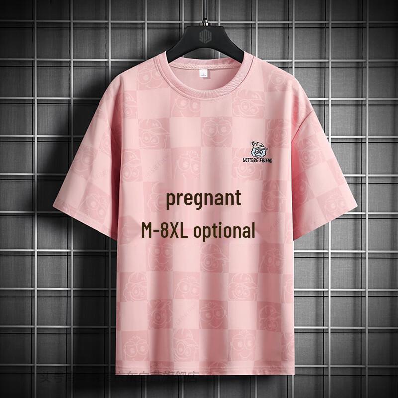 Youth Men s Ice Silk Checkerboard Print Short Sleeve T-Shirt 8XL