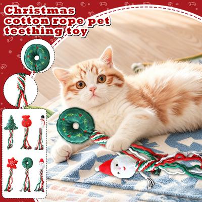 Weihnachts Baumwollseil Haustier Plüschtier zum Zahnen, -Resistent, Cartoon Selbstunterhaltung Hundespielzeug, Katzenzubehör
