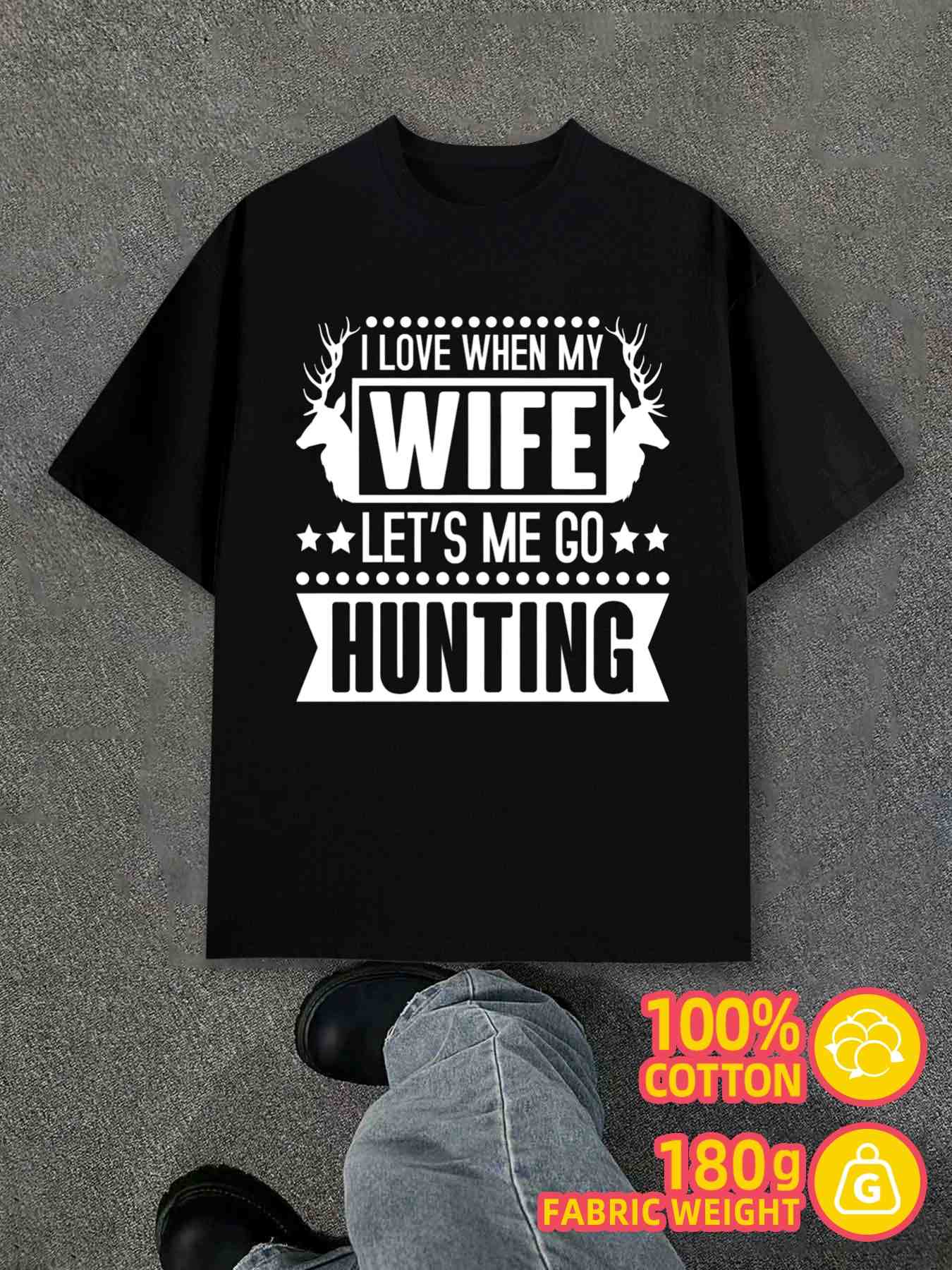 T-Shirt Y2K 1pc Hunting Wife Black Regular Fit S