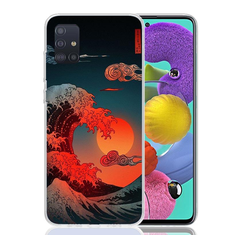 Japanese Style Wave Art Phone Case For Samsung Galaxy A52 A32 A22 A12 A02S A50S A30S A51 A31 AA71 Note 20 Ultra 10 S10 Plus Gala