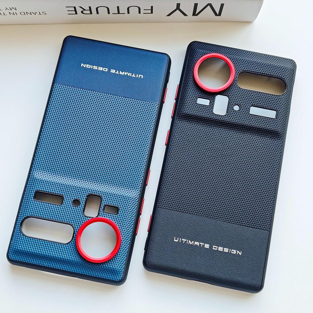 Pentru ZTE Nubia Z80 Z70 Z70S Ultra Piele PU Prietenoasă cu Pielea Taste în Culori Contrastante Ramă Cameră Spate Protector Capac Moale