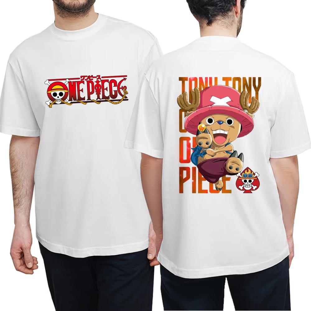 2025 ONE PIECE Animation Cut Fun Printing Summer Men and Women Pure Cotton T-shirt Street Casual Comfortable Trend T-shirt