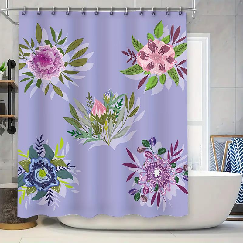 

Luxury Floral Shower Curtain Set With Waterproof Fabric Perfect For Modern Bathrooms! 90x180cm