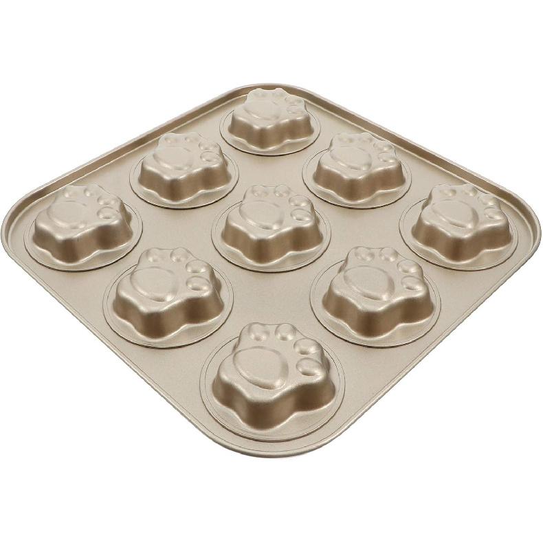 

Luxshiny Round Cake Pans Muffin Pan 9 Cup Cat Paw Shaped Cupcake Baking Pan Non-stick Mini Fondant Pans Steel Cookies Molds Muffin Pie Mould for Home