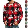Men's Corduroy Long Sleeve Neck Shirt with Christmas Print for Holiday Casual Wear